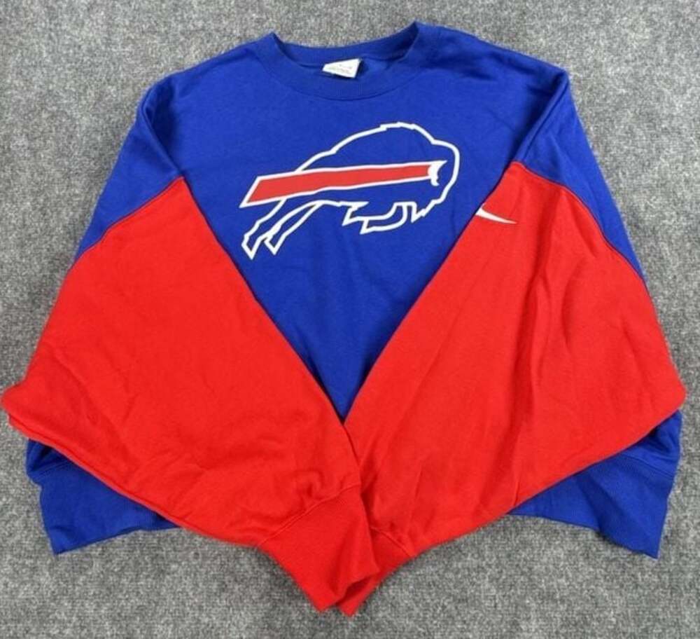 Nike Women's Royal Buffalo Bills Oversized Color Block Pullover Sweatshirt XL
